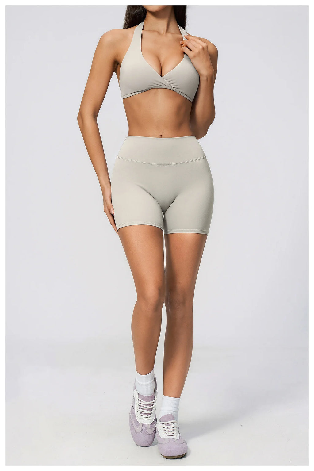 Women Tracksuits 2PCS Yoga Suit Gym Outfits Workout Clothing Deep V Workout Bra High Waist Butt Lift Pants Outdoors Sports Set