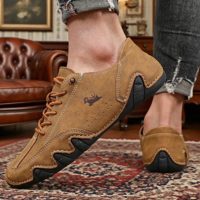 Men's Suede Leather Casual ShoesLace Up Driving Shoe Comfortable Lightweight Loafers for Daily Wear Outdoor Activities Man Shoes