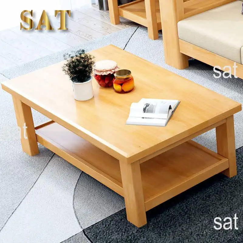 For Living Room Full Solid Wood Sofa Combination of Modern Chinese Small Apartment Three Solid Wood Fabric Sofa Bed