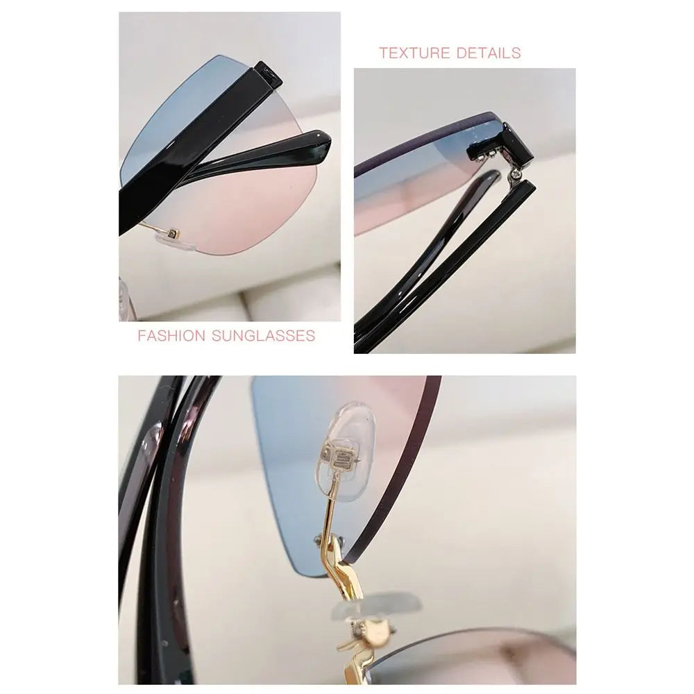 Vintage Rimless Sunglasses 2024 Women Gradient Sunglasses  Summer Shades Fashion UV400  Frameless Sun Glasses Ladies Eyeglasses