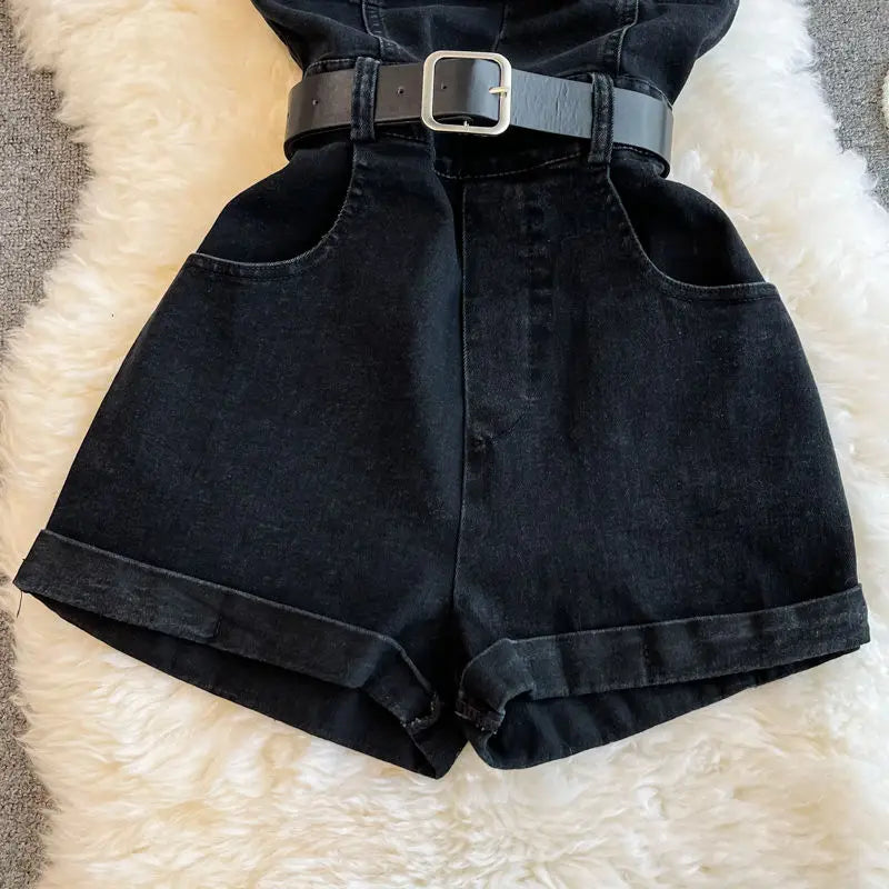 Summer Rompers Women Jeans Jumpsuit off shoulder 2022 Loose Casual Denim Rompers Womens Jumpsuits Wide Leg Casual Denim Overalls