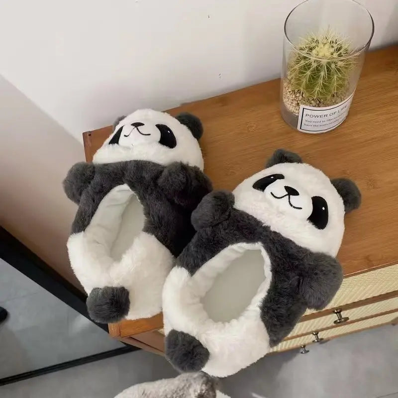 Kawaii Panda Slippers Lovers Womens Man Bedroom At Home Warm Winter Lovelys Bear Shoes For Girls Boys