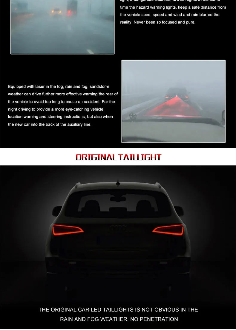 led projector Car laser Fog Light Motorcycle Anti Collision Rear-end Laser Tail Lights Brake Light Universal Decorative Lamp