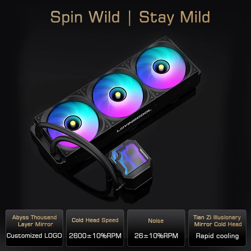 LOVINGCOOL AK-01 AK-03 240mm liquid cooler dynamic digital display screen ARGB PWM integrated water-cooled infinity mirror