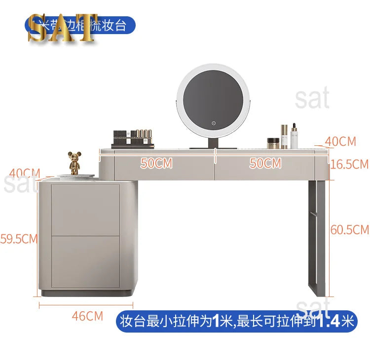 Modern Vanity Table with Mirror & Storage