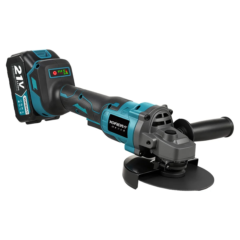 YOFIDRA 125mm Brushless Angle Grinder 3 Gears Cordless Grinding Machine Cutting Woodworking Power Tool For Makita Battery Pin