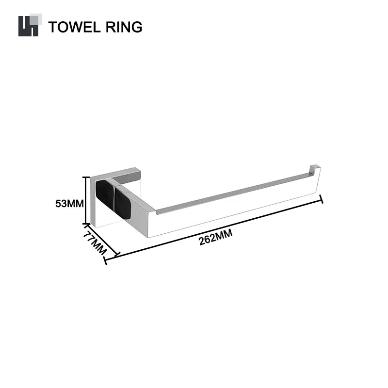 Stainless Steel Chrome Bathroom Hardware Set Square Towel Rack Towel Rack Tissue Holder Robe Hook Bathroom Rack Accessories