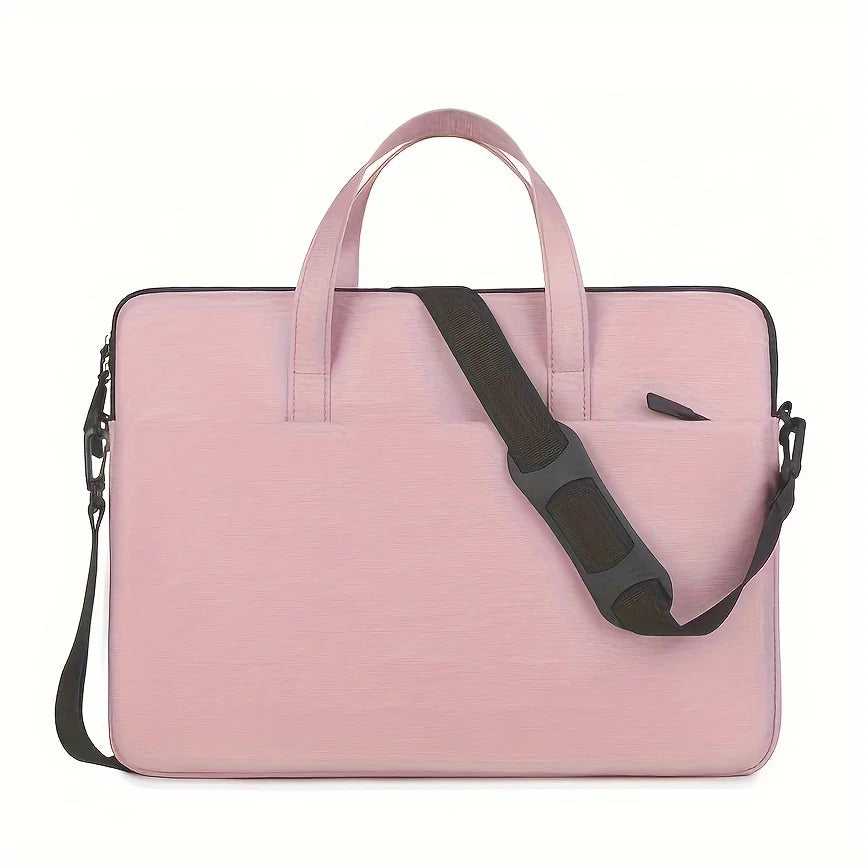 Solid Color Easy Lightweight Portable Laptop Bag, Portable Business Travel Laptop Sleeve, Zippered Crossbody Office Laptop Bag