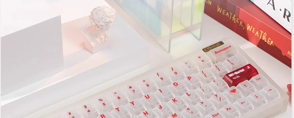 White Frog Korean Keycap Mist Pc Transparent Light Cherry 154/131 Key2.25/2.75/7U Space Bar Retro Red L Shape Enter Key Keycaps