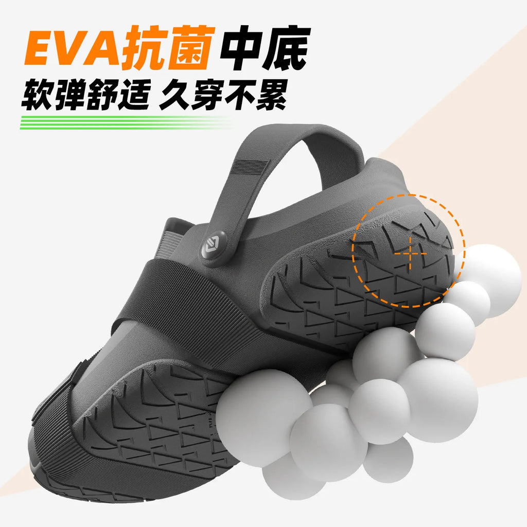 EVA Thick Sole Clogs for Men 2026 Summer Breathable Non-slip Soft Ergonomic 1/3 Forefoot Bending Outdoor Beach Sandals