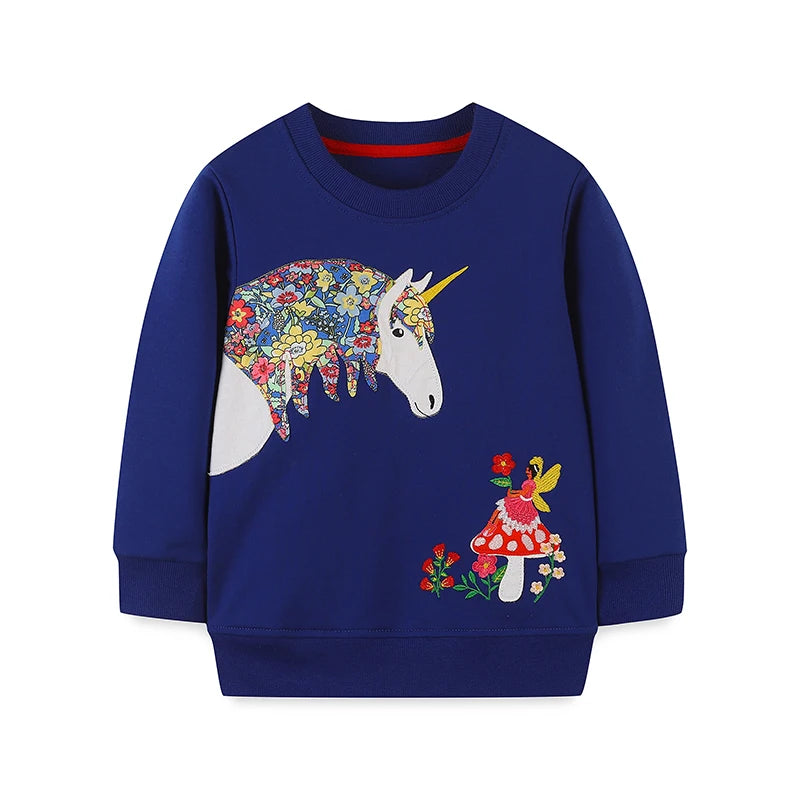 Little maven 2026 Baby Girls Clothes Spring and Autumn Sweatshirt with Lovely Animal Children Casual Tops for Kids 2-7 year