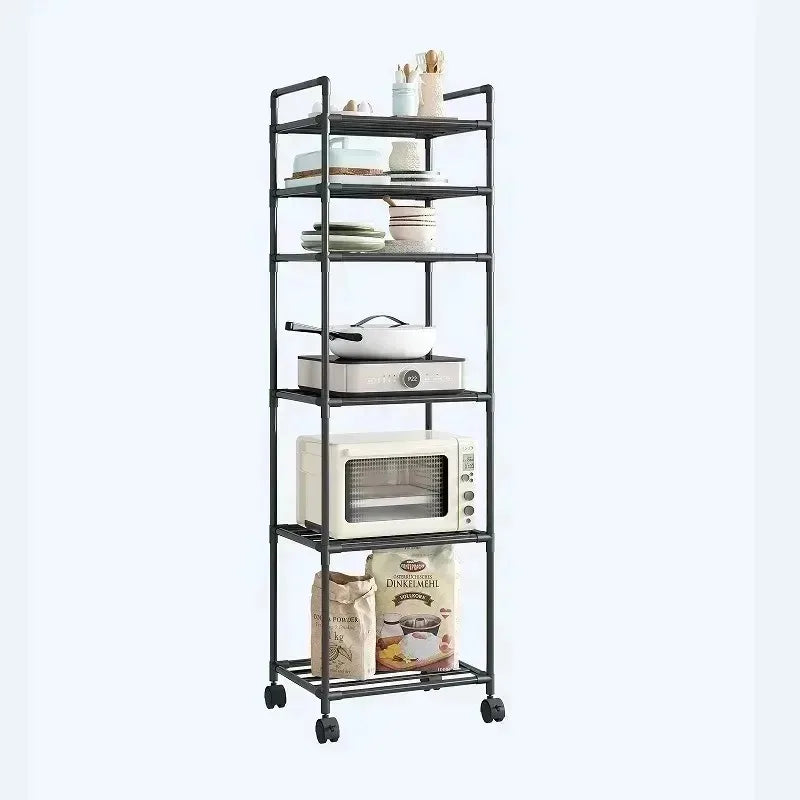 Kitchen multi-layer removable storage cart, floor-to-ceiling storage rack, household storage rack fridge organizer dish rack