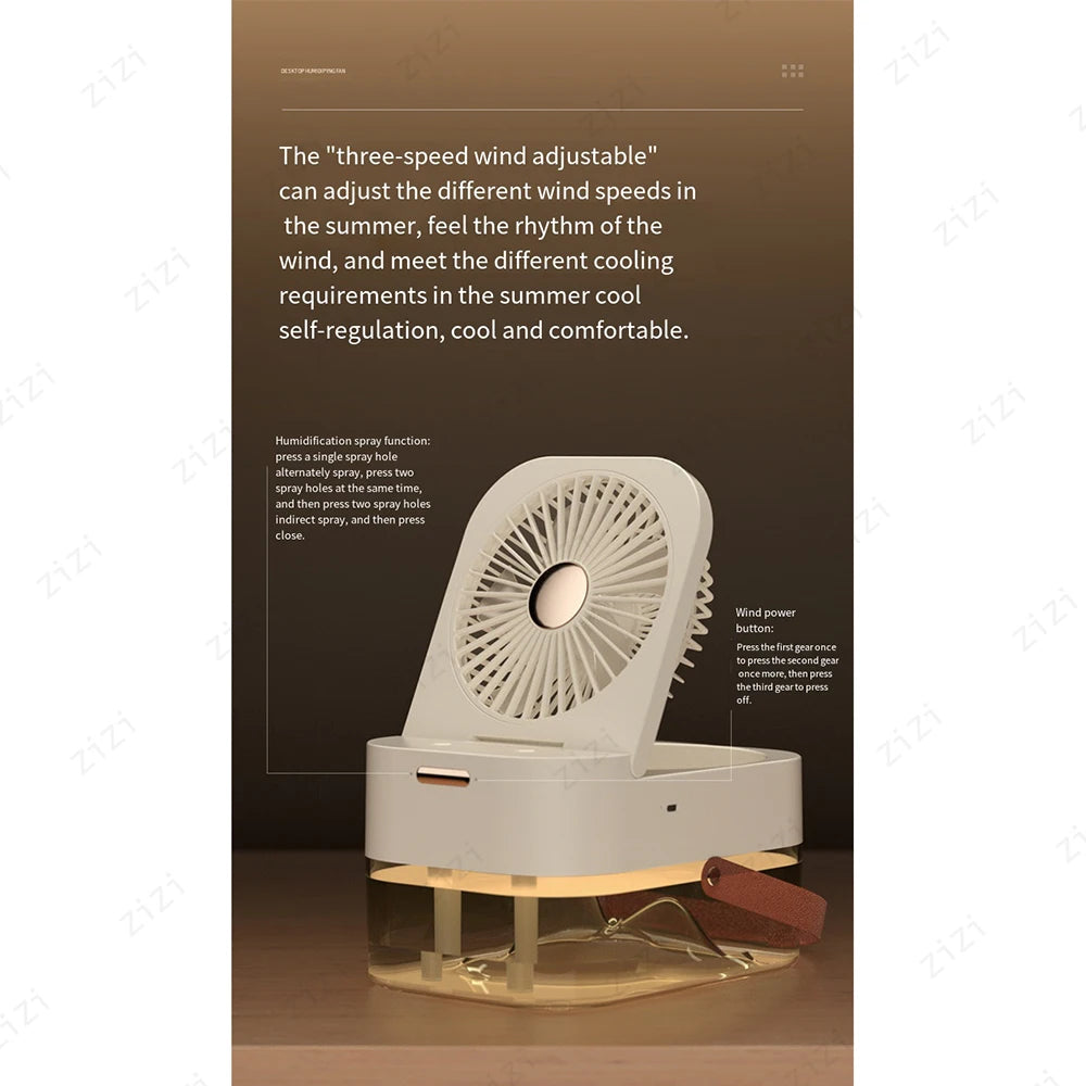 Double Port Spray High-capacity Electric Fan Humidifier USB Portable Portable Remote Control Humidifier with Atmosphere Light