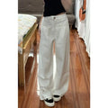 New Simple Basic Slim Women Jeans Casual Loose Fashion Street Woman Jeans Autumn High Waisted White Wide Leg Pants Female Chic