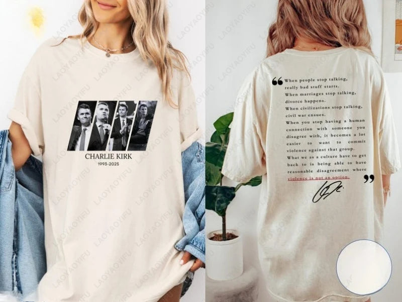 Quotes of Charlie Kirk Shirt Pray for Charlie Kirk T-Shirt 2025 Freedom Graphic Printing Tees Unisex Cotton Short-sleeve Tops