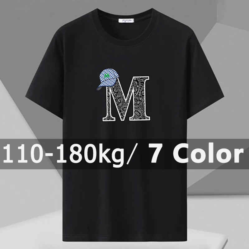 Men's Printed T-shirt Plus Size 110-180kg Loose Short Sleeve Tee Oversized Tops 5XL 6XL 7XL Big Size Men Clothing 티셔츠 Camiseta