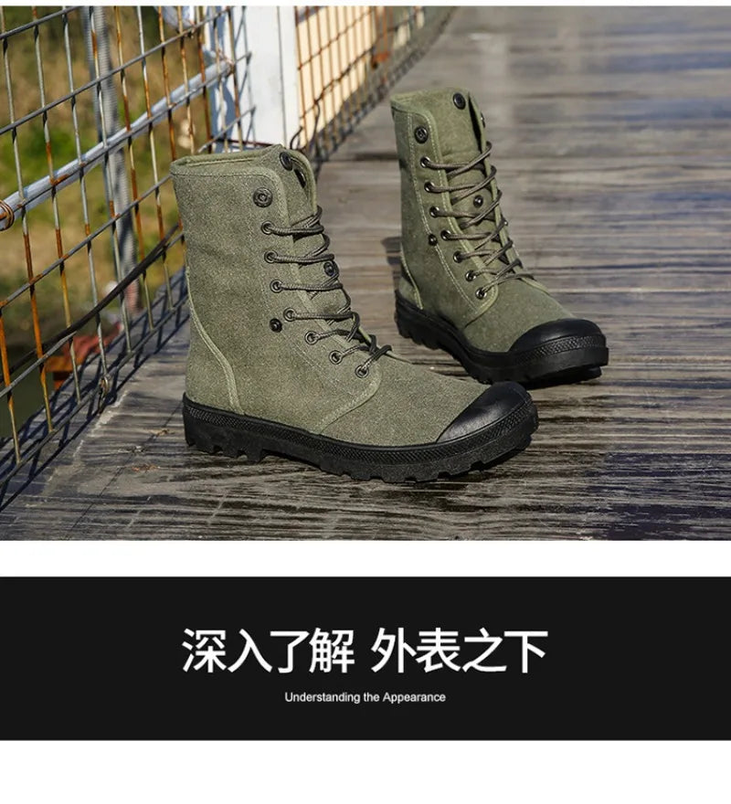 Men's Casual Boots Fashion High-top Canvas Shoes Classics Breathable Sneakers for Men Outdoor Non Slip Hiking Boots Botas Hombre