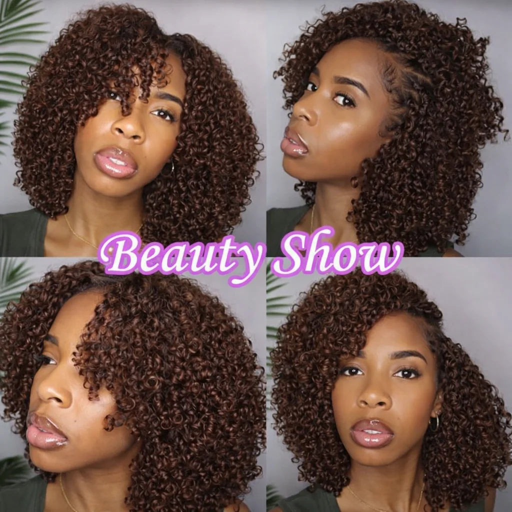 12A Small Spirals Curly Crochet Human Hair Knotless Pre-Separated #4 Brown Feather Crochet Braid Extensions Lightweight Reusable