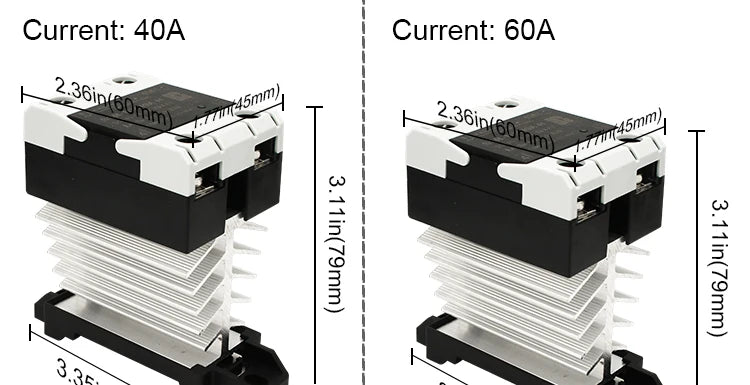 SSR Solid State Relay 24-480VAC Heat Sink Single Phase DIN Rail Mounted 10A 25A 40A 60A 80A 100A 120A DA AA DD Zero Crossing