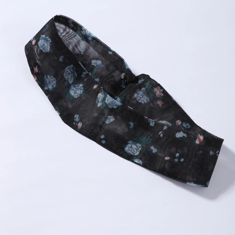 Elegant Printed Women's Dress V-neck Front Split Waist-closed Sashes Wrist Sleeve Gauze Dresses 2026 Summer Chic Female Robe