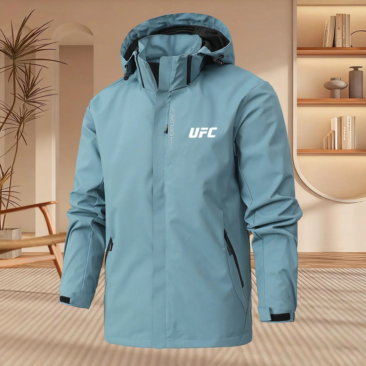 Men's Casual Hooded Jacket with Spring Autumn Zipper Style Loose Windbreaker Lightweight Breathable Outdoor Hiking Sportswear