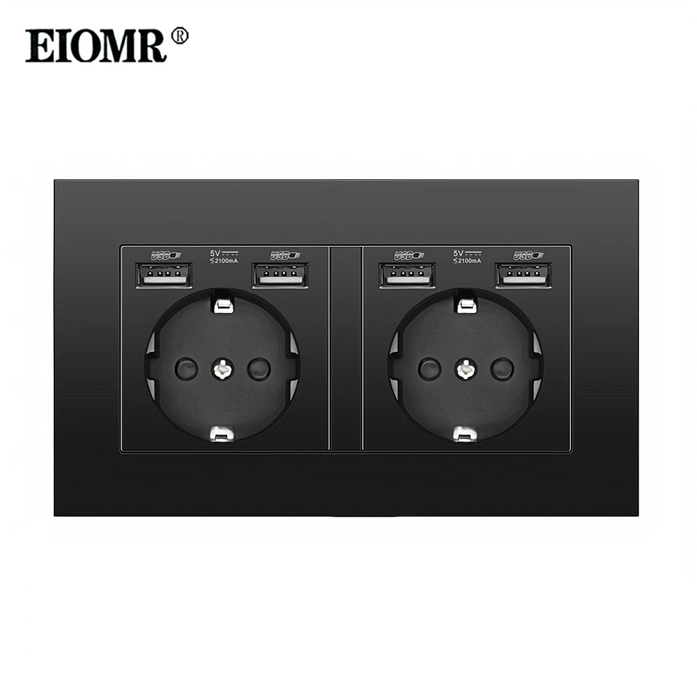 EIOMR EU Standard Electrical Socket,USB Type-C Mobile Phone Charging Outlet,16A 220V Household Appliances Electric Socket Switch