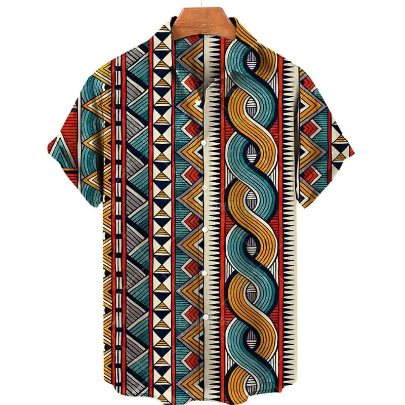 2026 Summer Men's Shirt Print Design Pattern Casual Loose Fashion Breathable Shirt