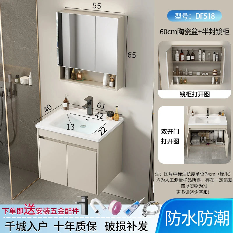 Wall Basin Bathroom Cabinet Set Sink Mirrors Shelves Bathroom Cabinets Storage Organizer Mobile Bagno House Accessories