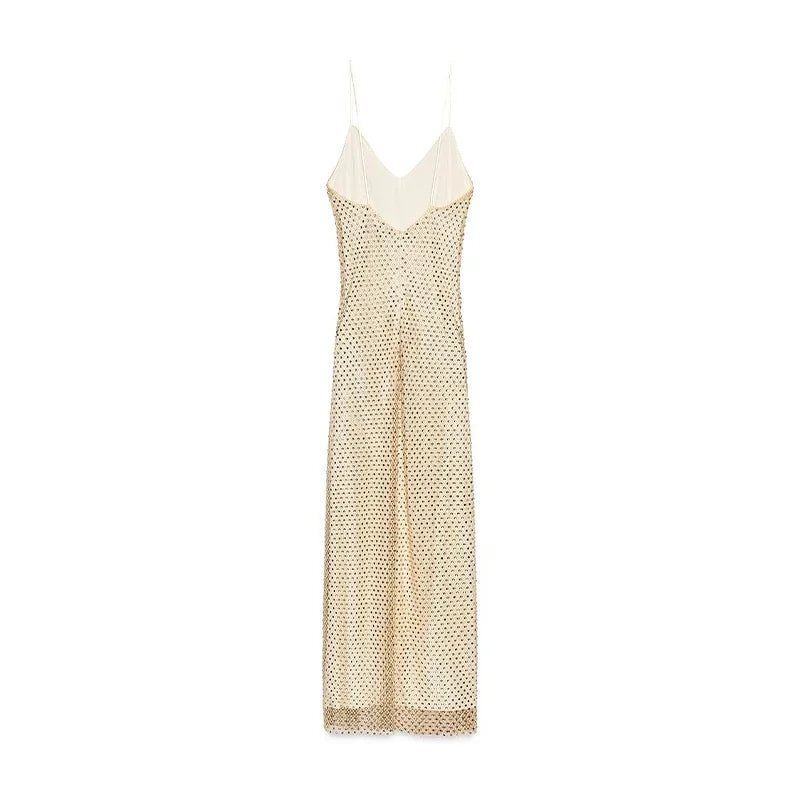 Stylish Rhinestones Dresses Elegant Women Sleeveless Backless Glitter Hip Package Dress 2025 New Crystal Lady Evening Party Robe