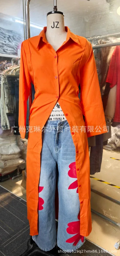 2026 New Fashion Floral Print Wide Leg Jeans Casual Cotton Denim High Waist Nine-Pants Trendy Plus Size Trousers High Street