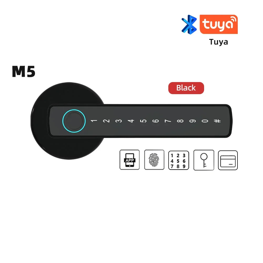 HTMCKM5 Smart Fingerprint Door Lock - Digital Electronic Lock with Password Key IC Card Tuya BLE Smartlife APP Unlock