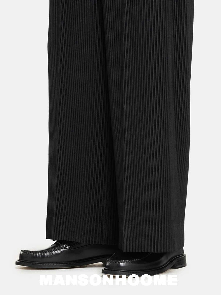 Miyake Fold 2025 Spring/summer New Relaxed Men's Casual Pants Solid Color Seam Wide Leg Pants