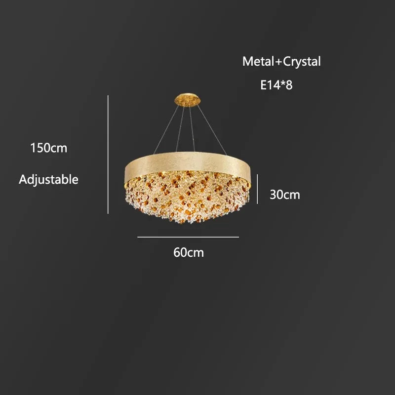 Modern Light Luxury Crystal Living Room Chandeliers for Restaurant Luxury Creative Circular Designer Home Decor Lustre Fixtures