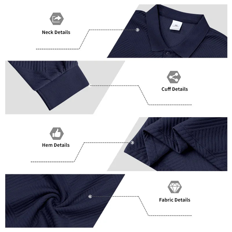 2025 spring and autumn men's light luxury casual simple lapel jacquard POLO button-down long-sleeved sweater