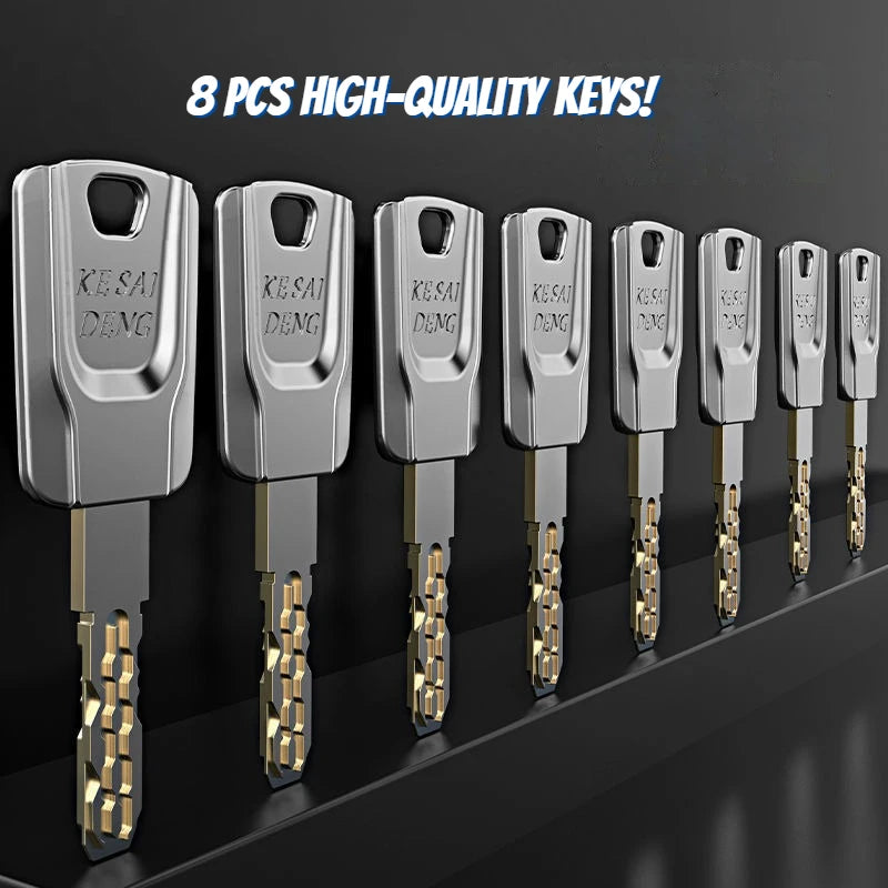 High Quality European Standard Cylinder Super C-level Anti-theft Door All Copper Lock Core, Household All Metal 8pcs Master Keys