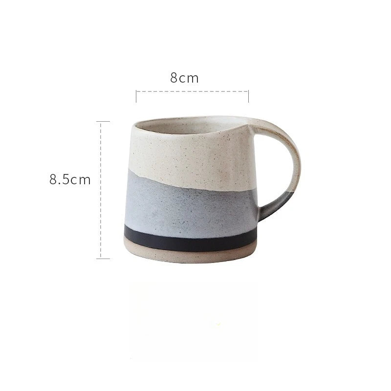 Handmade Stoneware Mug Retro Black White Latte Coffee Cup Ceramic Cup