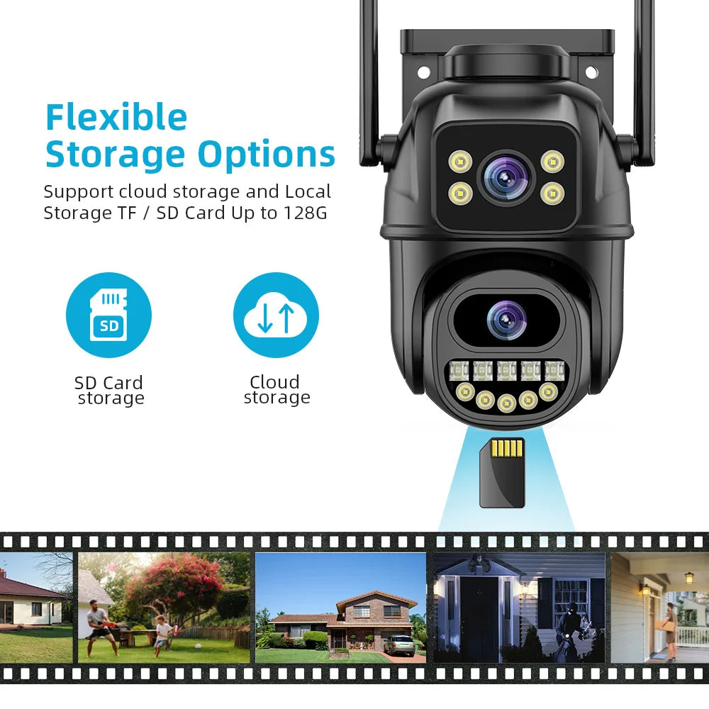 4K 8MP Security Camera 5X Zoom Dual Lens Dual Screen Outdoor WiFi Home Protection 6MP IP PTZ CCTV Video Surveillance Camera