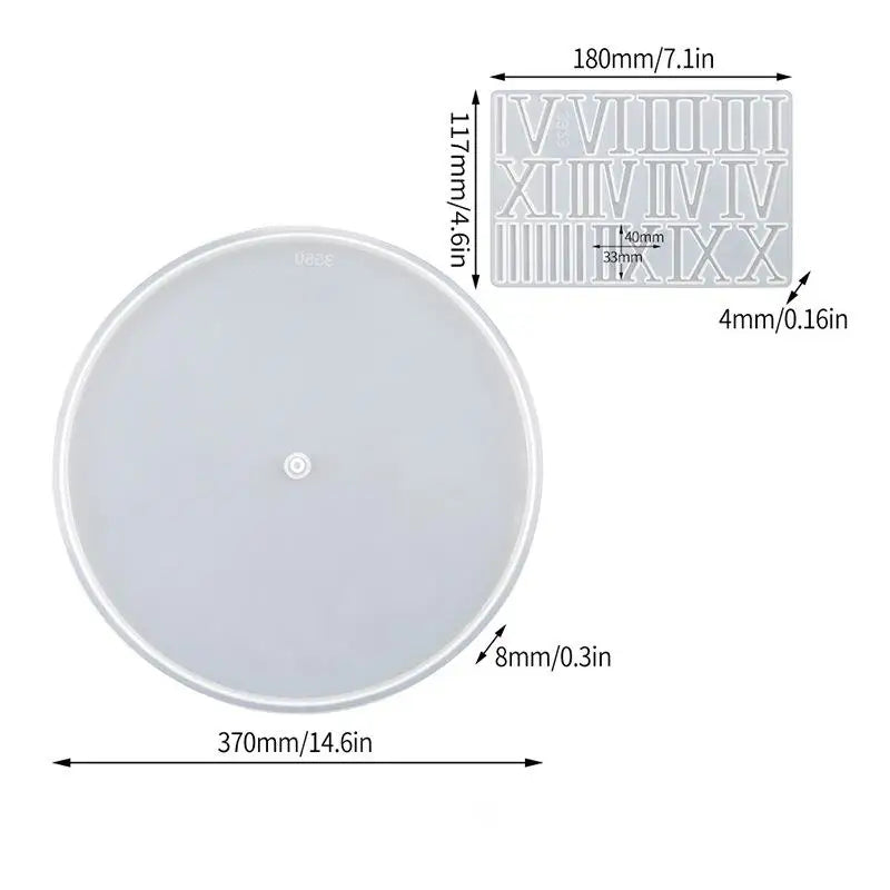 Round Clock Epoxy Resin Silicone Mold Arabic Roman Numbers Flower Leaf Clock Mould Wall Decor DIY Resin Crafts Casting Mold