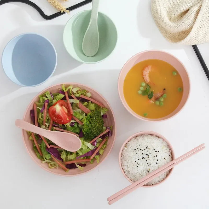 Household Cup, Plate, Single Pack Cereal Bowl, Fruit Fork, Gift Tableware, Rice Bowl, Eco - friendly Wheat Straw Plastic Bowl