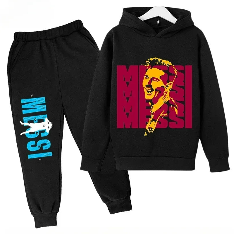 Spring Autumn Children's Set Sports Messi Print Hoodie Set Pants Suit 2pcs Set Boys Girls Kid Clothing Casual Fashion Tracksuit
