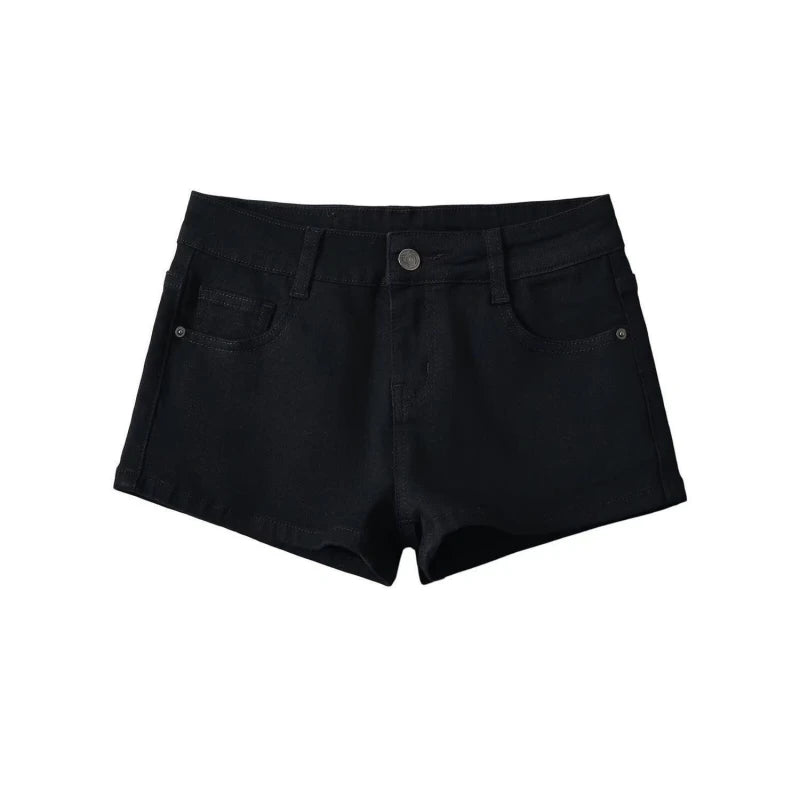 Women's high waisted black shorts versatile for spring and autumn, slim fit and slimming, hip hugging casual straight leg pants