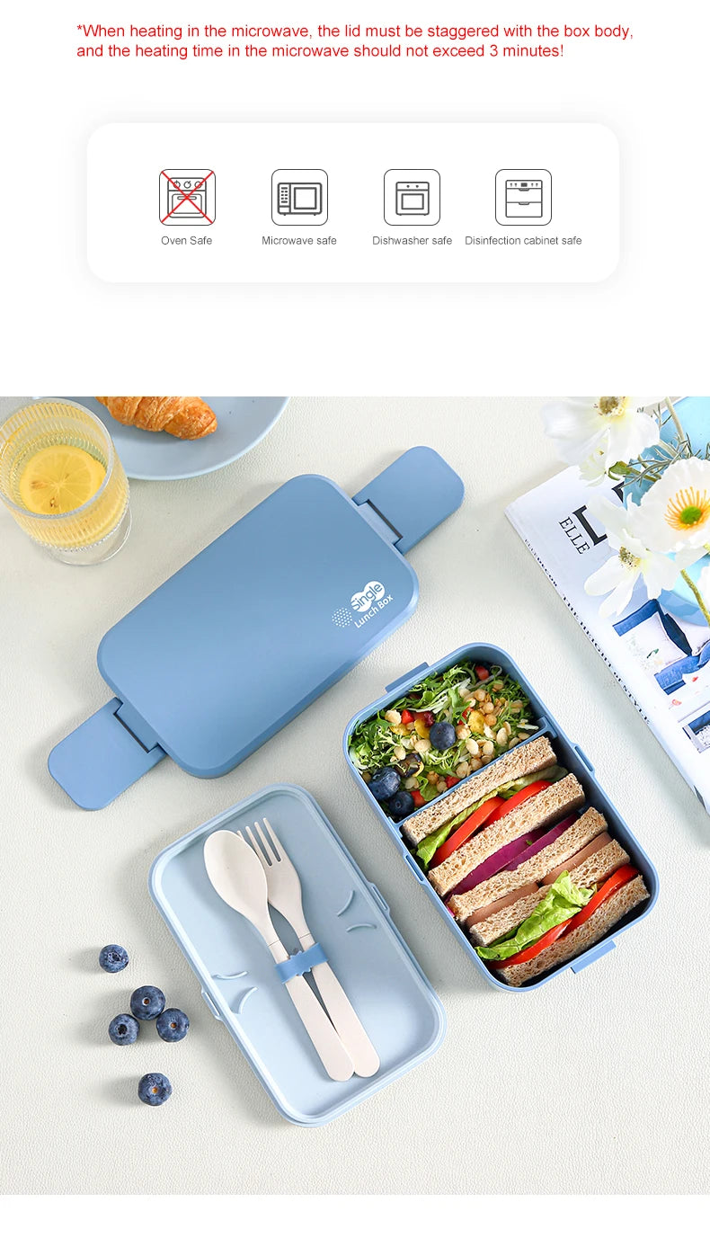 Picnic Lunch Box Bamboo Fiber 3in1 Double Layer Microwavable Bento Box Food Storage Containers school Child Lunch Boxes for Kids