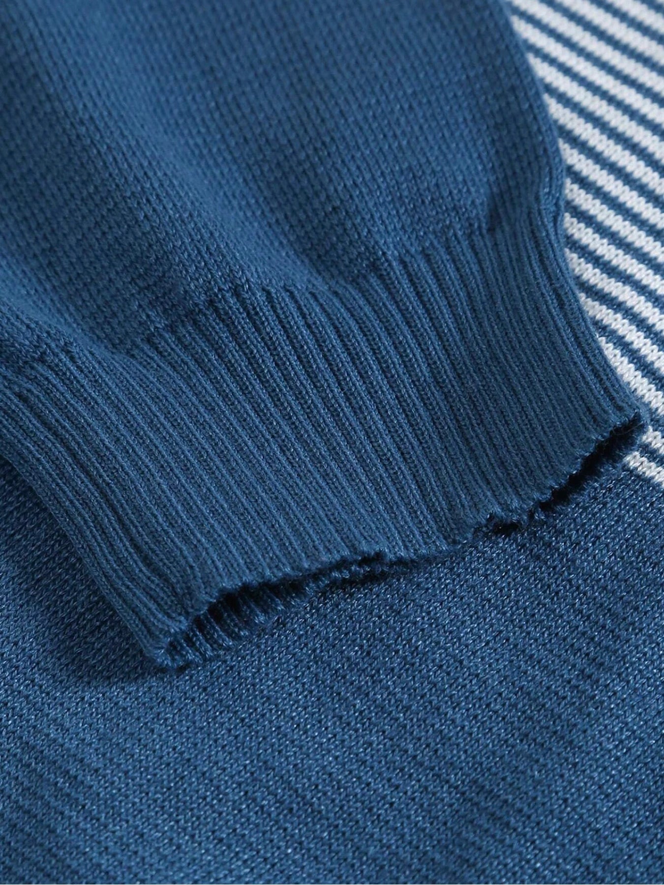 Men Spring Autumn Crew Neck Color Block Horizontal Striped Knit Sweater Long Sleeve Slim Casual Pullover Tops