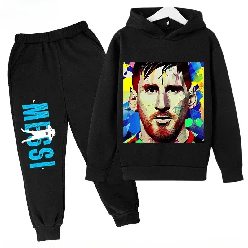 Spring Autumn Children's Set Sports Messi Print Hoodie Set Pants Suit 2pcs Set Boys Girls Kid Clothing Casual Fashion Tracksuit