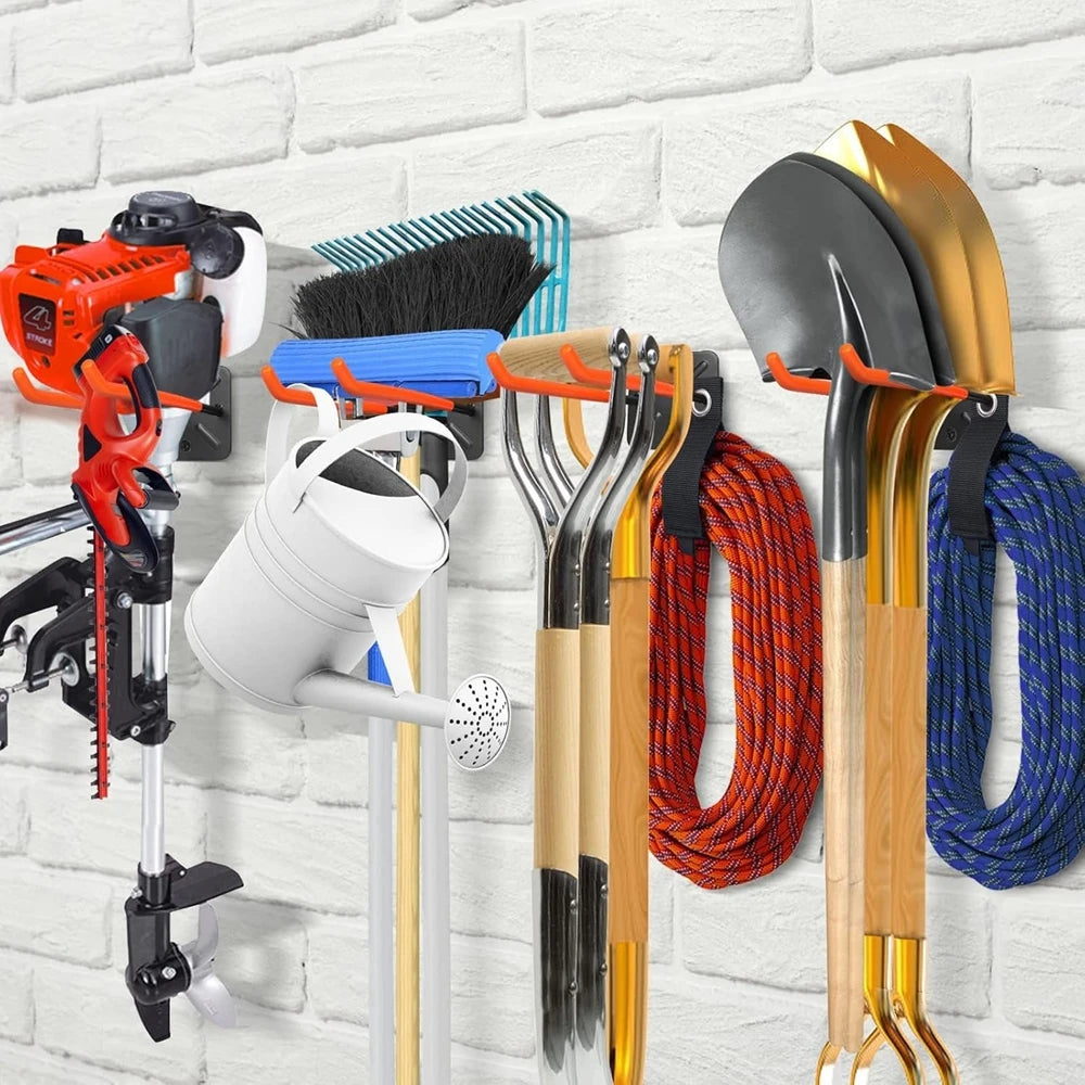 Tool Storage System Hook Wall Holder Garage Storage Multi-Purposes Garden Tool Organizer Shovel Rake Broom Hose Shovel Organizer