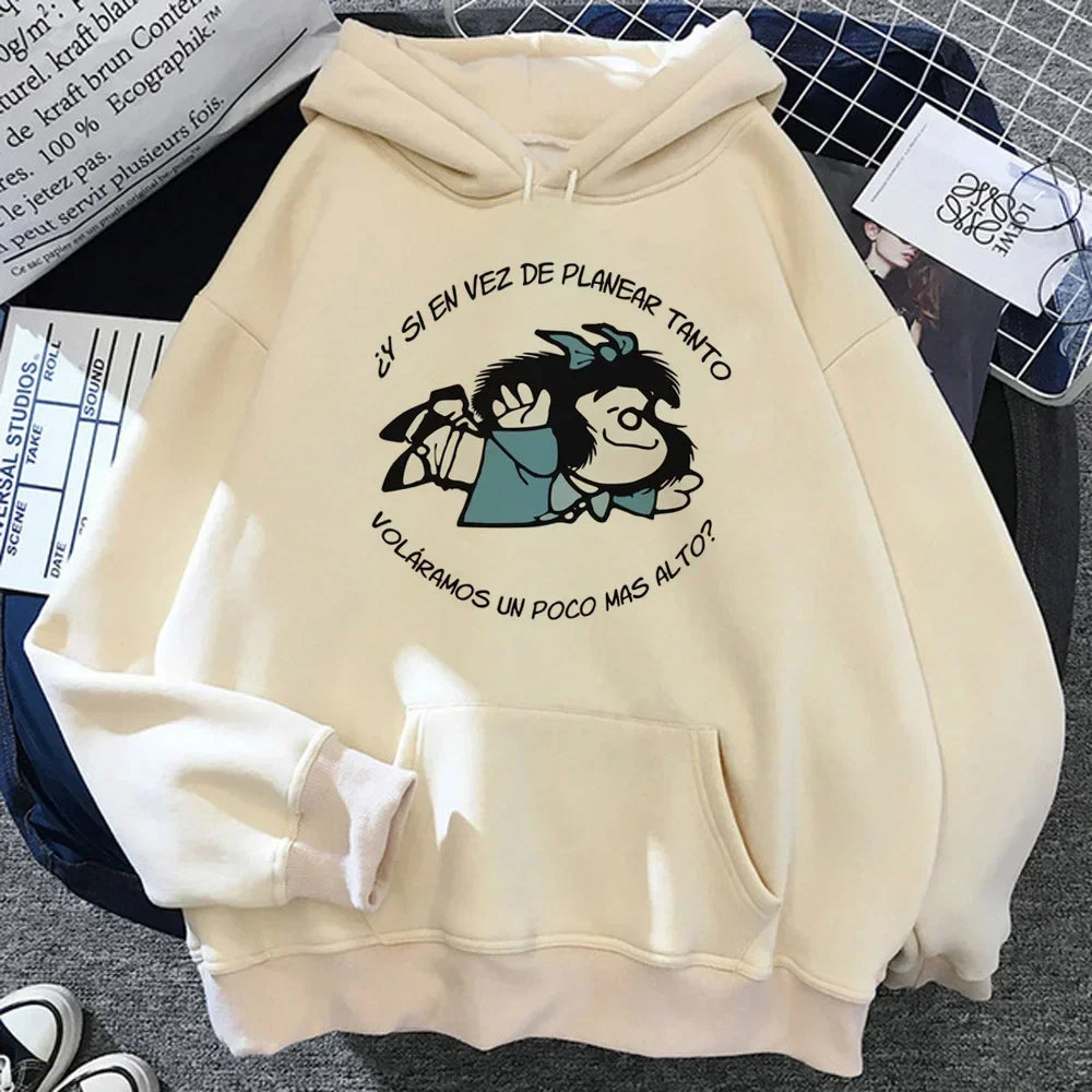 Mafalda hoodies women graphic long sleeve top sweat y2k clothing women streetwear sweatshirts
