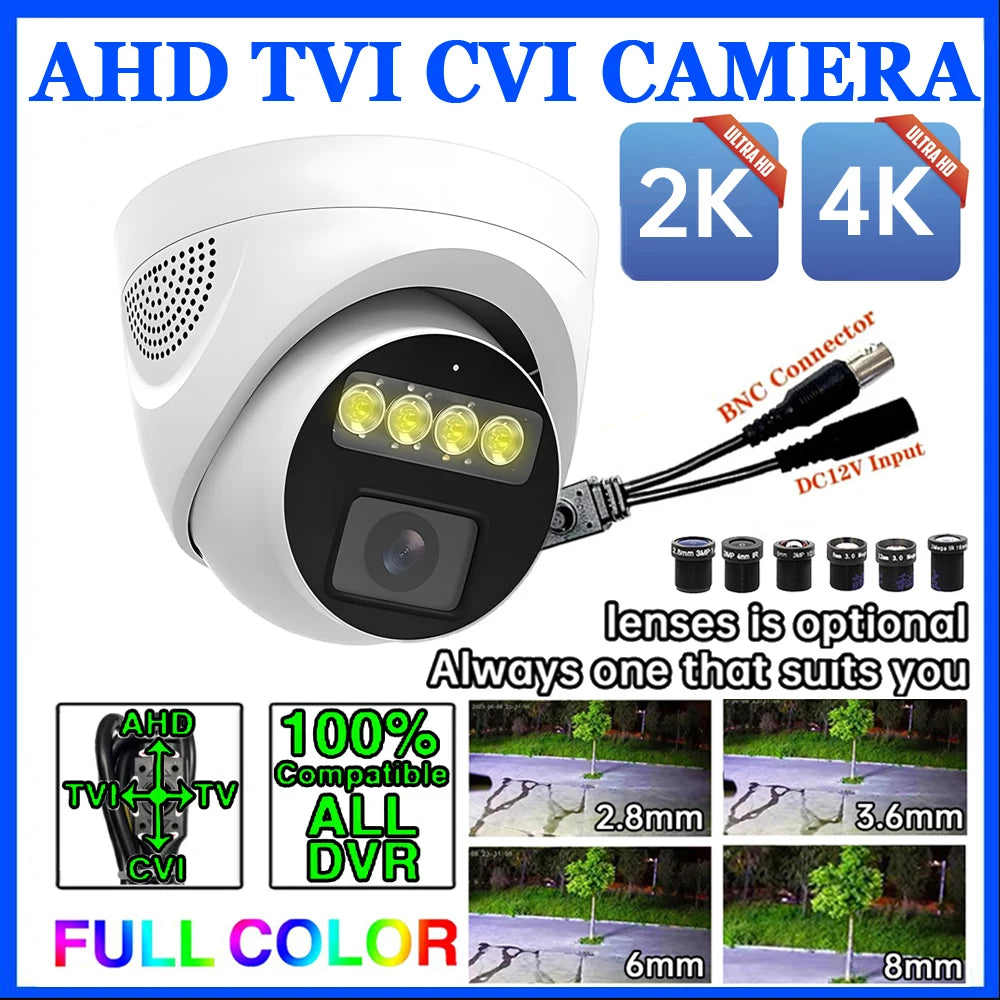Plug And Play Smart Dome Camera 4K Ultra HD 5MP 4MP 1080P CVBS/TVI/CVI AHD 4in1 Full Color Luminous H.265+ WDR Indoor CCTV