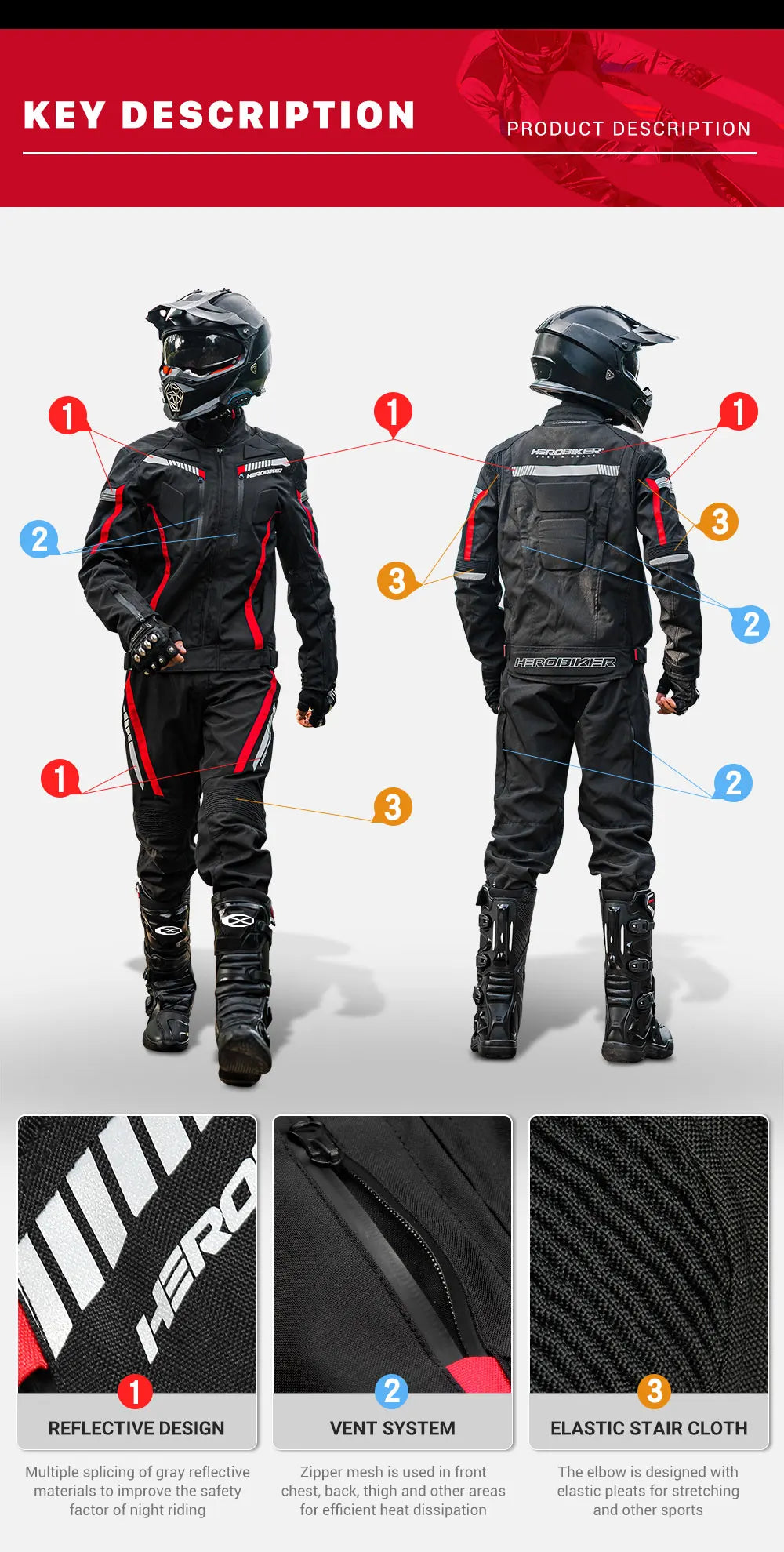 Motorcycle Jacket Moto Jackets Waterproof And Scratch Resistant Off-road Motorbike Jacket Moto Pants Outdoor Cycling Equipment