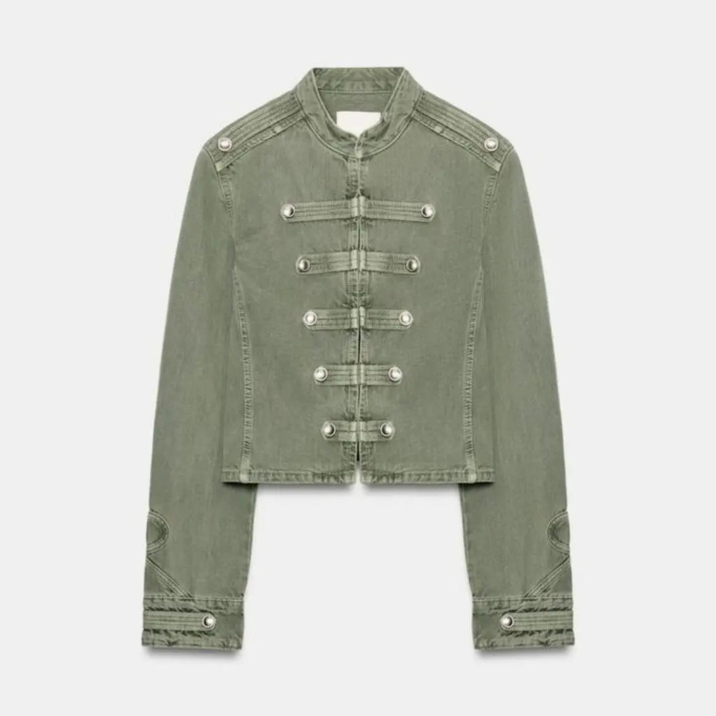 Mens Jacket Vintage Napoleon Collar Denim Coat Harajuku Unisex Loose Fit Button Detail Short Jacket Casual Streetwear Fashion
