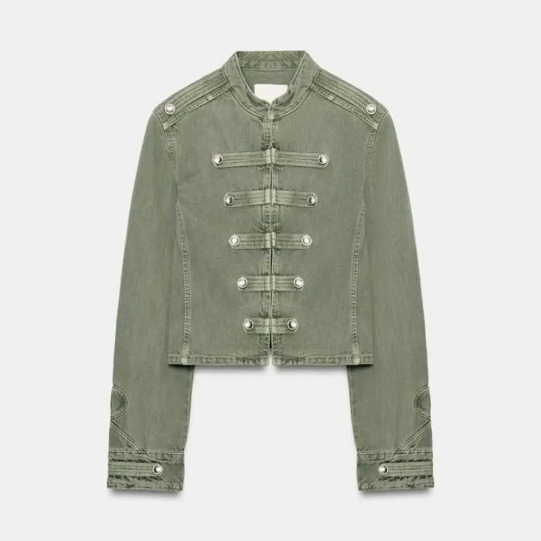 Mens Jacket Vintage Napoleon Collar Denim Coat Harajuku Unisex Loose Fit Button Detail Short Jacket Casual Streetwear Fashion